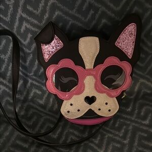 Betsey Johnson Black and Pink Crossbody Bag with Playful Design